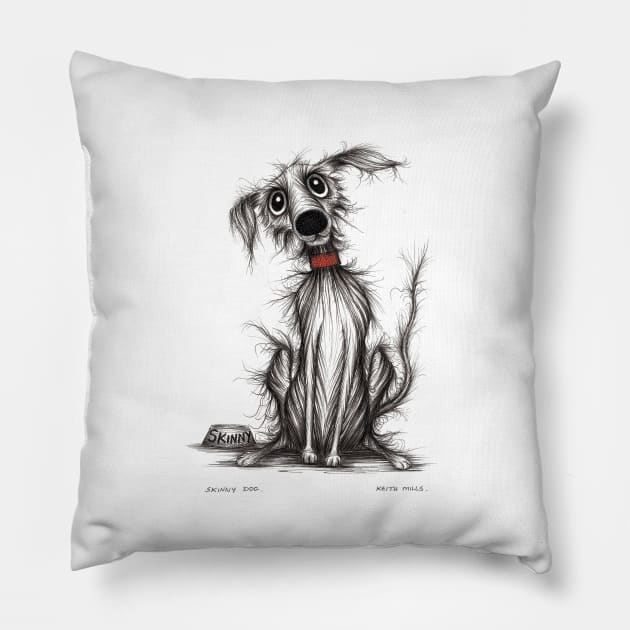 Skinny dog Pillow by Keith Mills