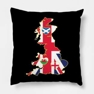 Flags Map Of Great Britain Pillow