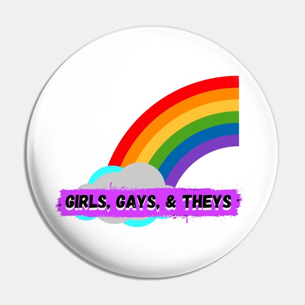 Girls, Gays, and Theys – Half Rainbow with Clouds Pin by KoreDemeter14