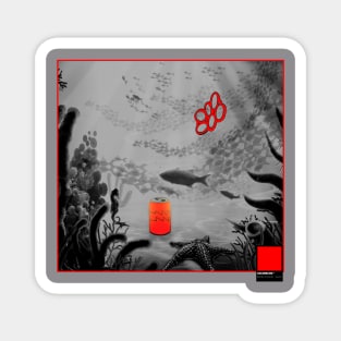 CORAL RED - black full  by COLORBLIND WorldView Magnet