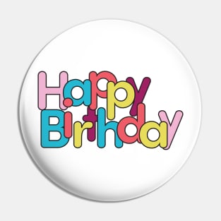 Colorful Happy Birthday with Black Stroke Pin