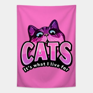 Cats Its What I Live For Pink Tapestry