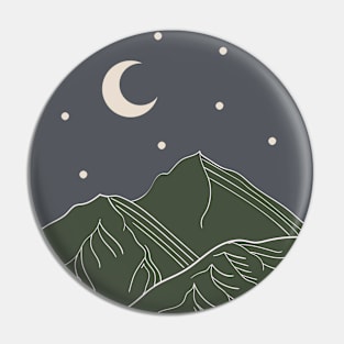 Olive Mountains At Night / Adventure Moon Stars Outdoors Pin