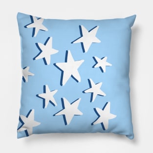 White and Blue Stars Pattern Pillow