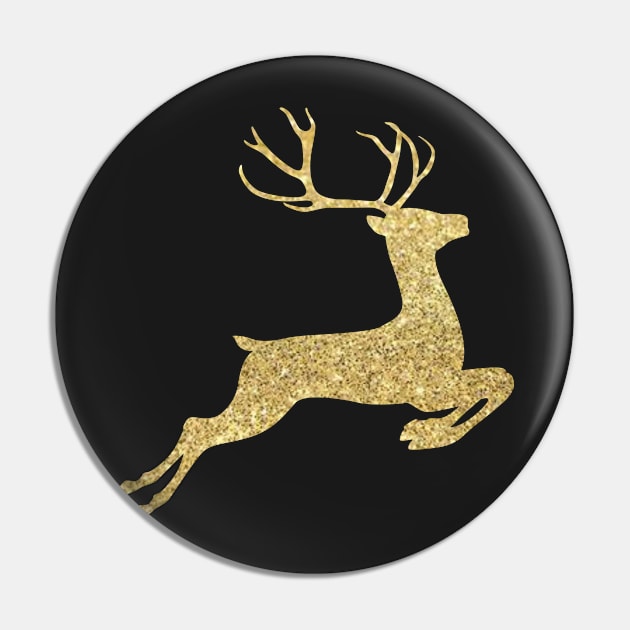 Gold Faux Glitter Christmas Reindeer Pin by Felicity-K