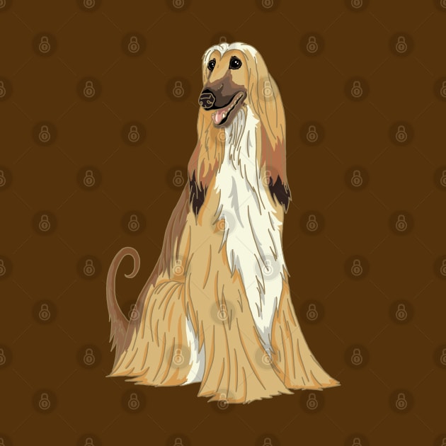 Afghan hound, cute dog handdrawn design by The Christmas Lady