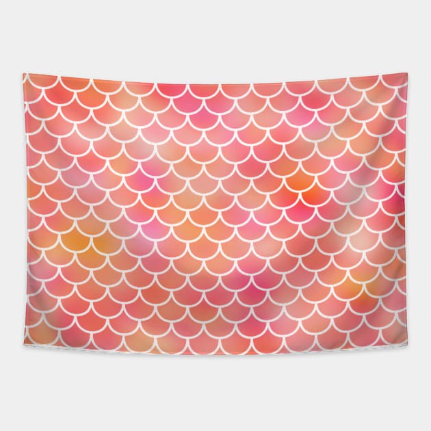 Pink, Orange, Yellow Mermaid Print Tapestry by PLLDesigns