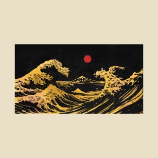 Hokusai wave gold T-Shirt