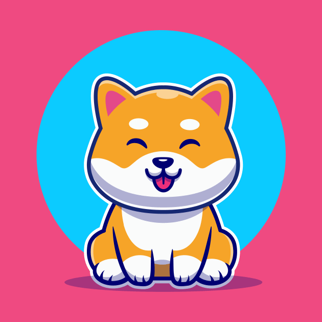 Cute Shiba Inu Dog Sitting Cartoon by Catalyst Labs