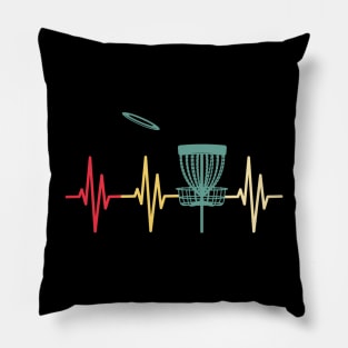 Disc Golfing Heartbeat Funny Disc Golf Player Pillow