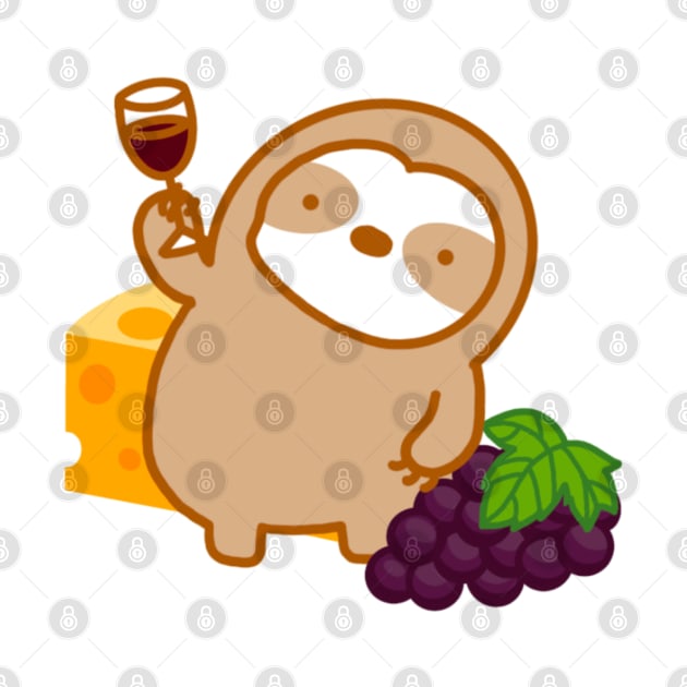 Cute Wine and Cheese Sloth by theslothinme