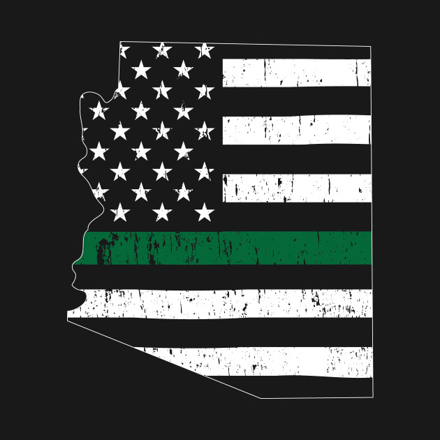 Disover Arizona Thin Green Line Military and Border Patrol Shirt - Military Veteran - T-Shirt