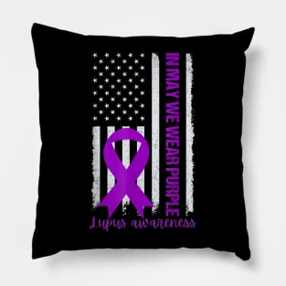 Purple up for lupus awareness US flag Pillow