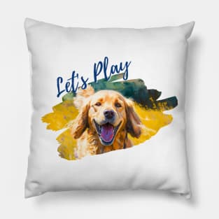 Wildflowers and Cocker Spaniel Impressionist Art Print Pillow