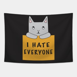 Cat Hates Everyone {Orange Sign) Tapestry