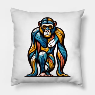 Pop art monkey illustration. cubism illustration of monkey Pillow