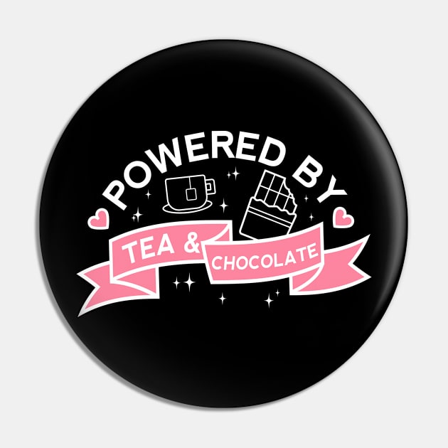 Powered By Tea & Chocolate Pin by thingsandthings