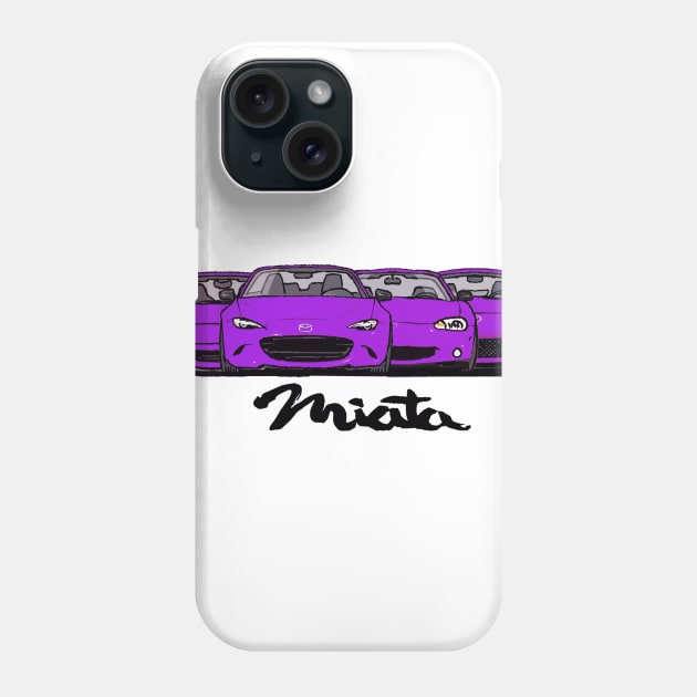 MX5 Miata Generations Purple Phone Case by Woreth