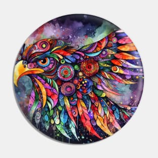 Psychedelic illustration of an eagle Pin