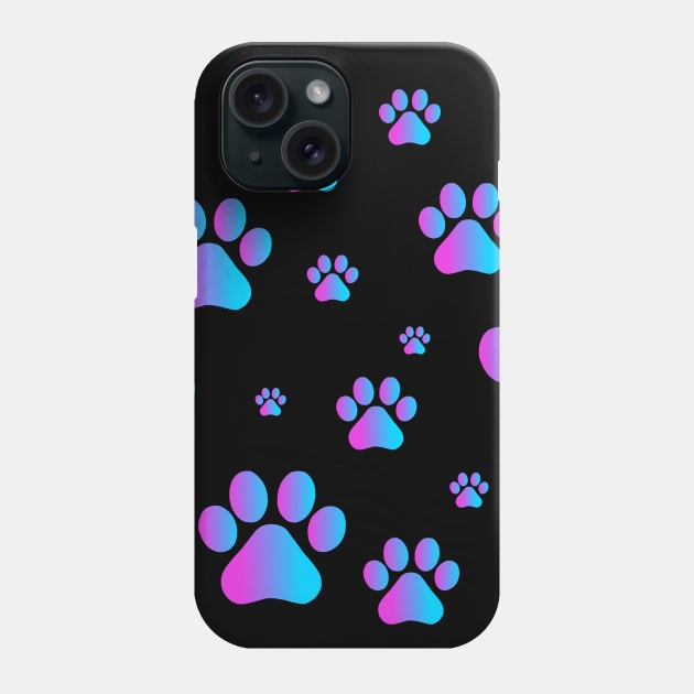 Purple Blue Ombre Pawprint Pattern Phone Case by Art by Deborah Camp