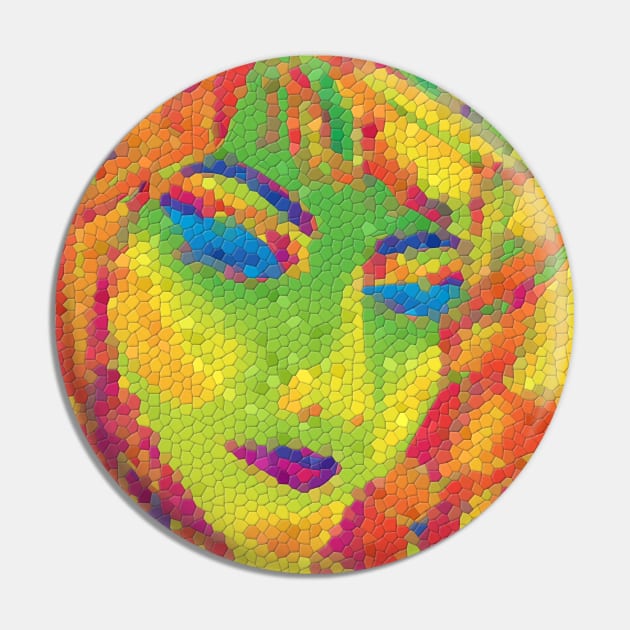 Watercolor Neon Colors Female Portrait Pin by Nisuris Art