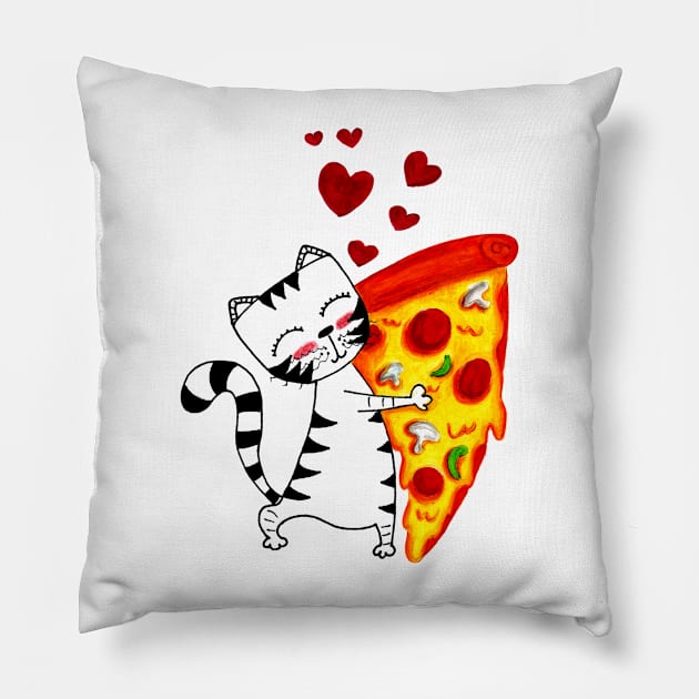 Yuna Cat | The Pizza Embrace Pillow by MiracelArt