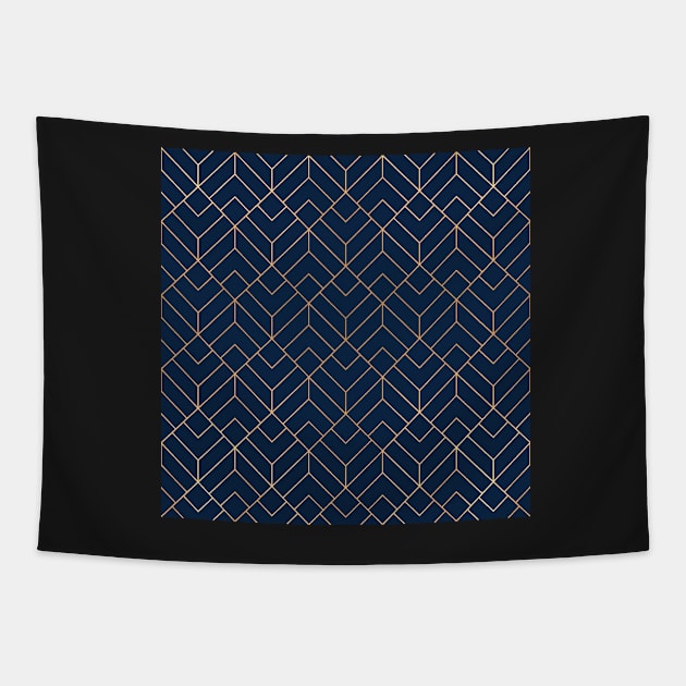 Gold & Navy Geo Pattern Tapestry by Blue-Banana