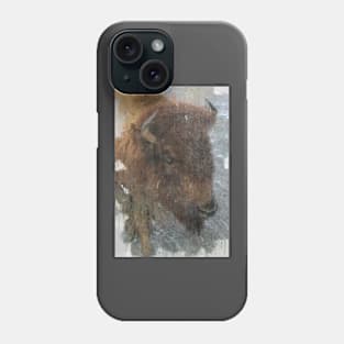 Buffalo walking in the rain Phone Case