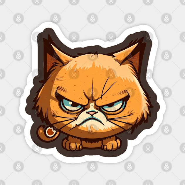 Funny Angry Cat Cartoon Design Magnet by DesginsDone