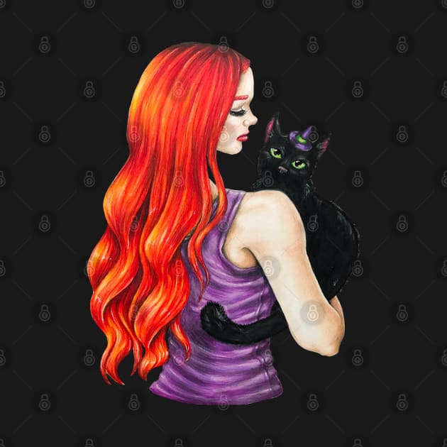 Halloween Cat and Girl by Lady Lilac