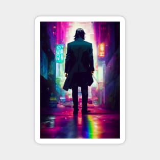 John wick in a neon city Magnet