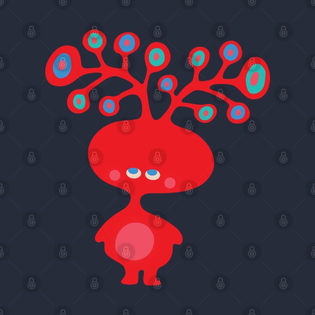 TREE HEADS Cute Red Imaginary Kids Kawaii Monster with Funny Antlers - UnBlink Studio by Jackie Tahara by UnBlink Studio by Jackie Tahara