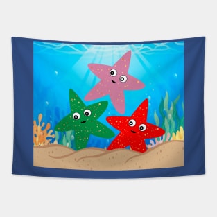 Colorful Funny Fish With Googly Eyes Tapestry