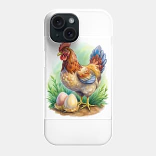 Watercolor Egger Chicken with Eggs Phone Case