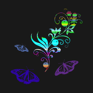 Butterfly - Floral Rainbow T-Shirt