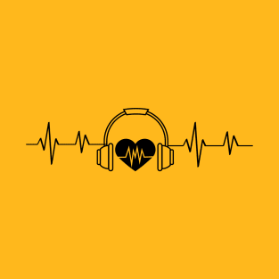 Music Heartbeat Sound Love Headphones Heart Rate T-Shirt