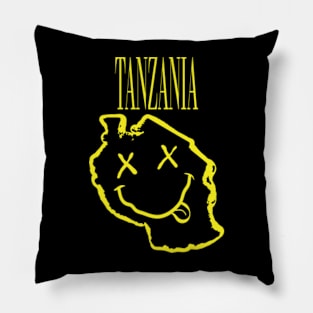 Vibrant Tanzania x Eyes Happy Face: Unleash Your 90s Grunge Spirit! Pillow