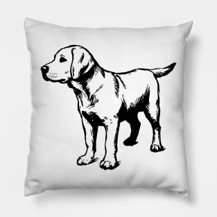 Stick figure sheltie dog in black ink Pillow