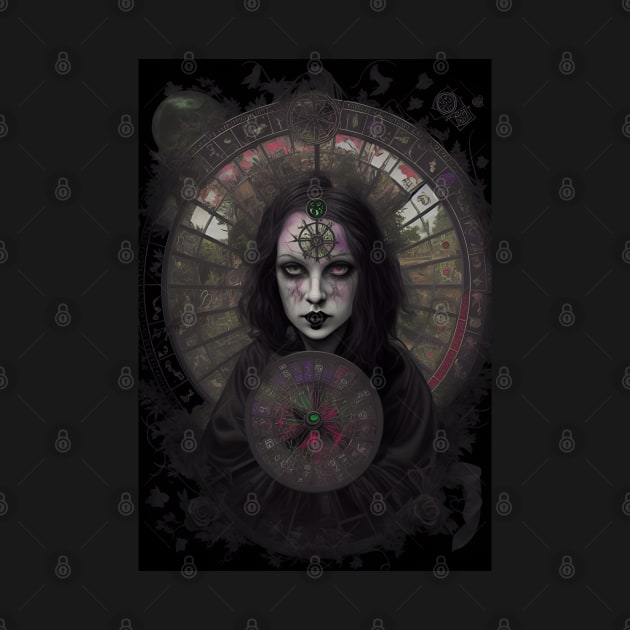 Beautiful sinister tarot Wheel Of Fortune by Obotan Mmienu
