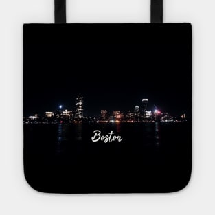 Boston Skyline at night Tote