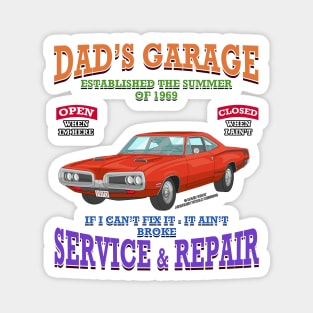 Dad's Garage Muscle Car Racing Hot Rod Novelty Gift Magnet