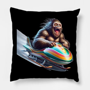 Snowy Sasquatch Sled Ride Shirt Pillow