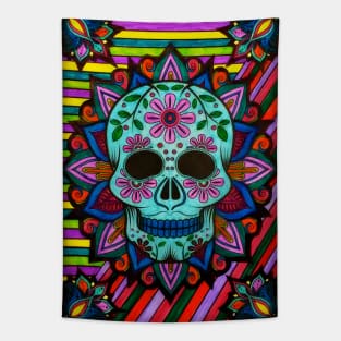 Day of the Dead Flower Skull Tapestry