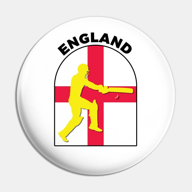 England Cricket Batsman England Flag Pin by DPattonPD