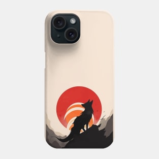 Japanese minimalist wolf poster Phone Case