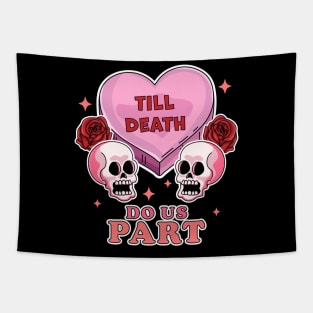 Till Death Do Us Part Skeleton Skull - Valentine's day Goth Tapestry