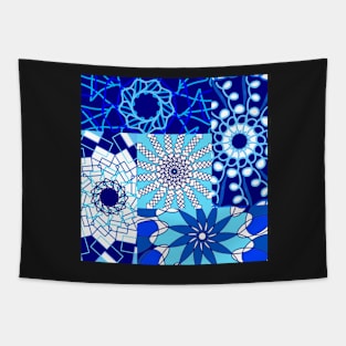 Collage of blue ornaments Tapestry