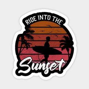 Vintage Sunset Surfer Magnet