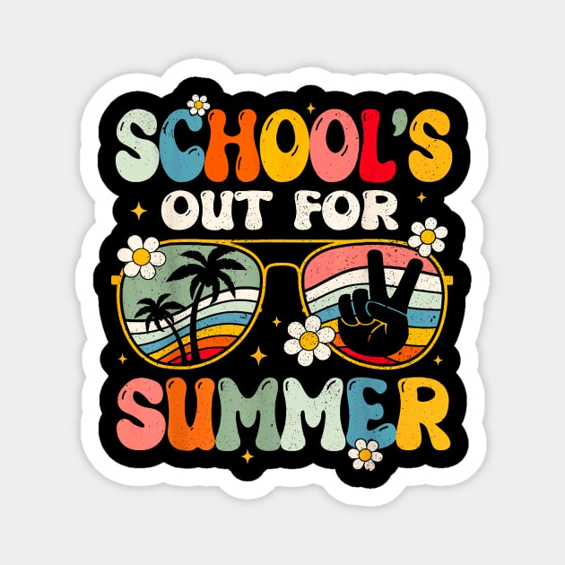 Retro Last Day of School's Out For Summer Teacher Boys Girls Magnet by Schied Tungu 