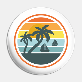 Retro Style Sunset Beach Palm Tree Pin